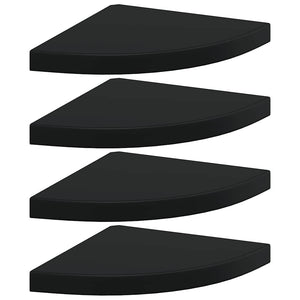 vidaXL Étagères flottantes d'angle 4 pcs Noir 35x35x3,8 cm MDF