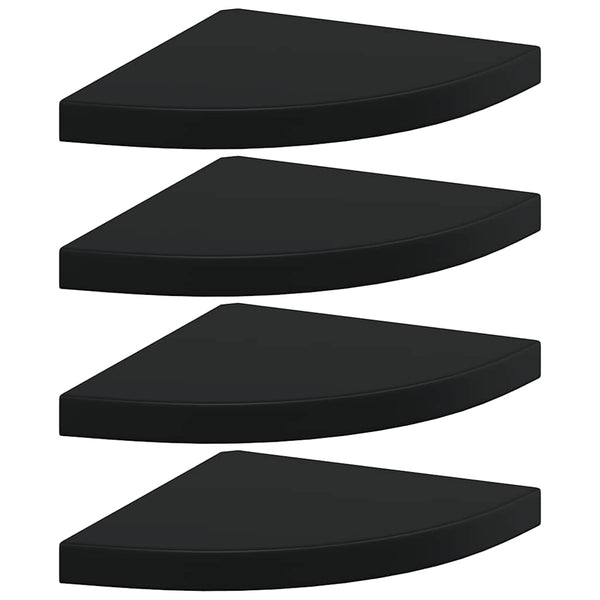 vidaXL Étagères flottantes d'angle 4 pcs Noir 35x35x3,8 cm MDF