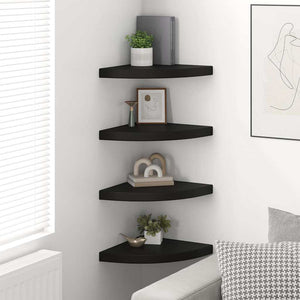 vidaXL Étagères flottantes d'angle 4 pcs Noir 35x35x3,8 cm MDF