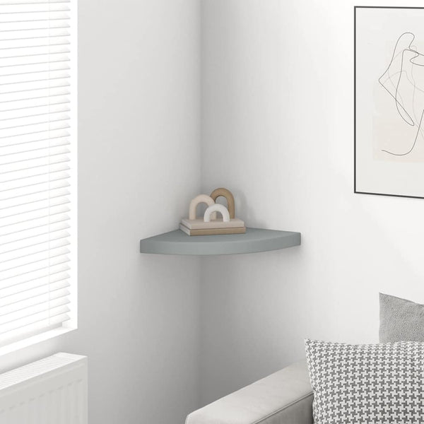 vidaXL Étagère d'angle flottante Gris 35x35x3,8 cm MDF
