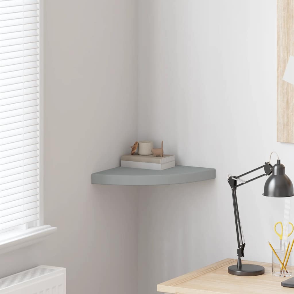 vidaXL Étagère d'angle flottante Gris 35x35x3,8 cm MDF