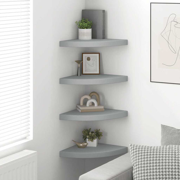 vidaXL Étagères flottantes d'angle 4 pcs Gris 35x35x3,8 cm MDF
