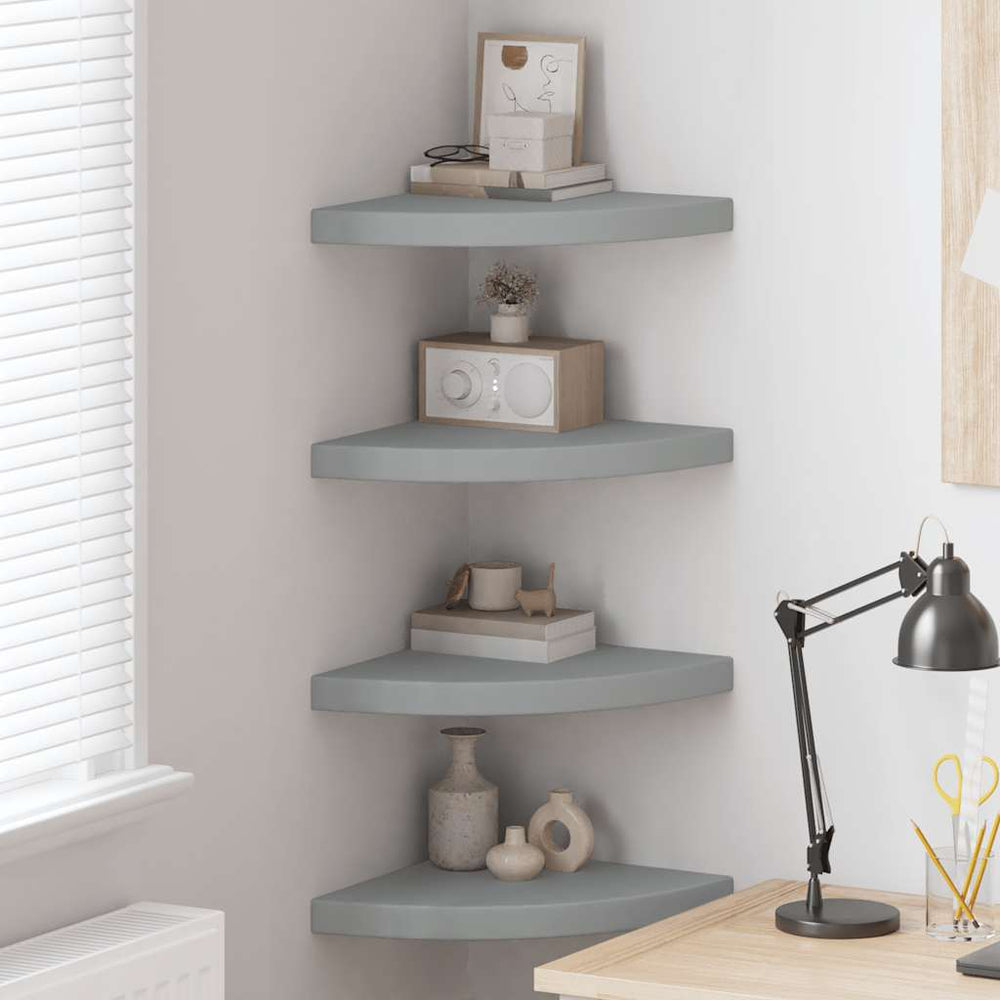 vidaXL Étagères flottantes d'angle 4 pcs Gris 35x35x3,8 cm MDF
