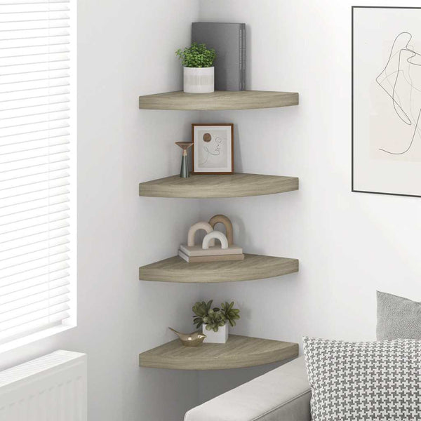 vidaXL Étagères d'angle flottantes 4 pcs aspect chêne 35x35x3,8 cm MDF