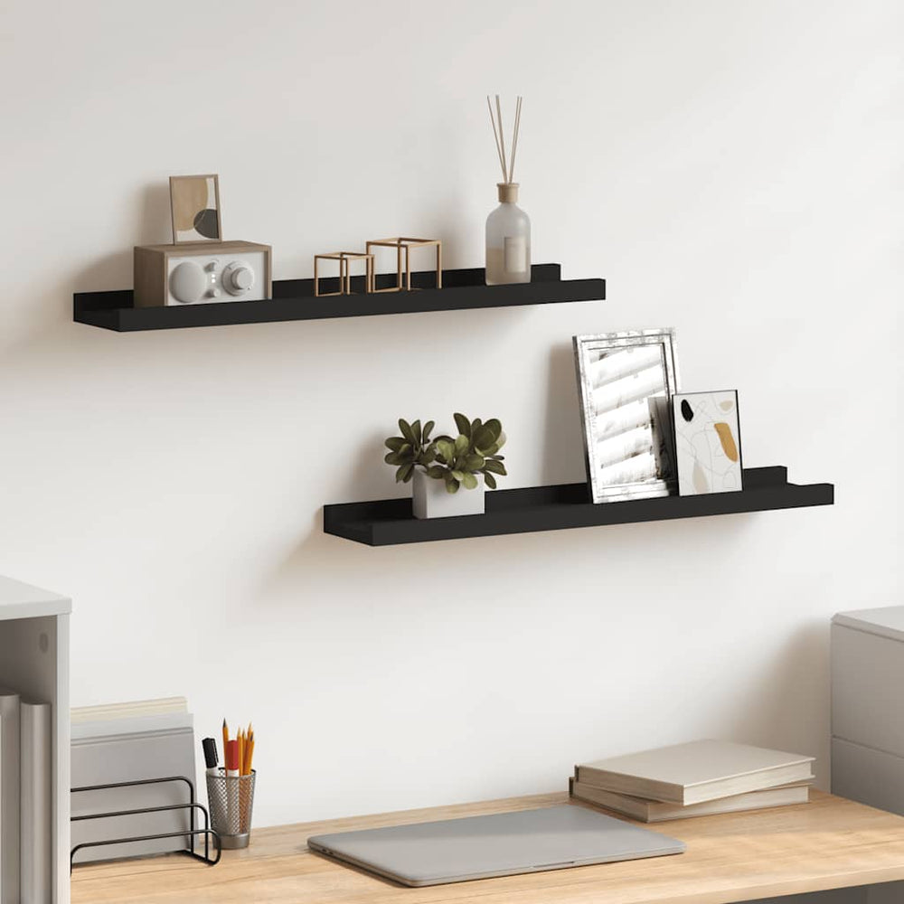 vidaXL Étagères murales 2 pcs Noir 60x9x3 cm MDF