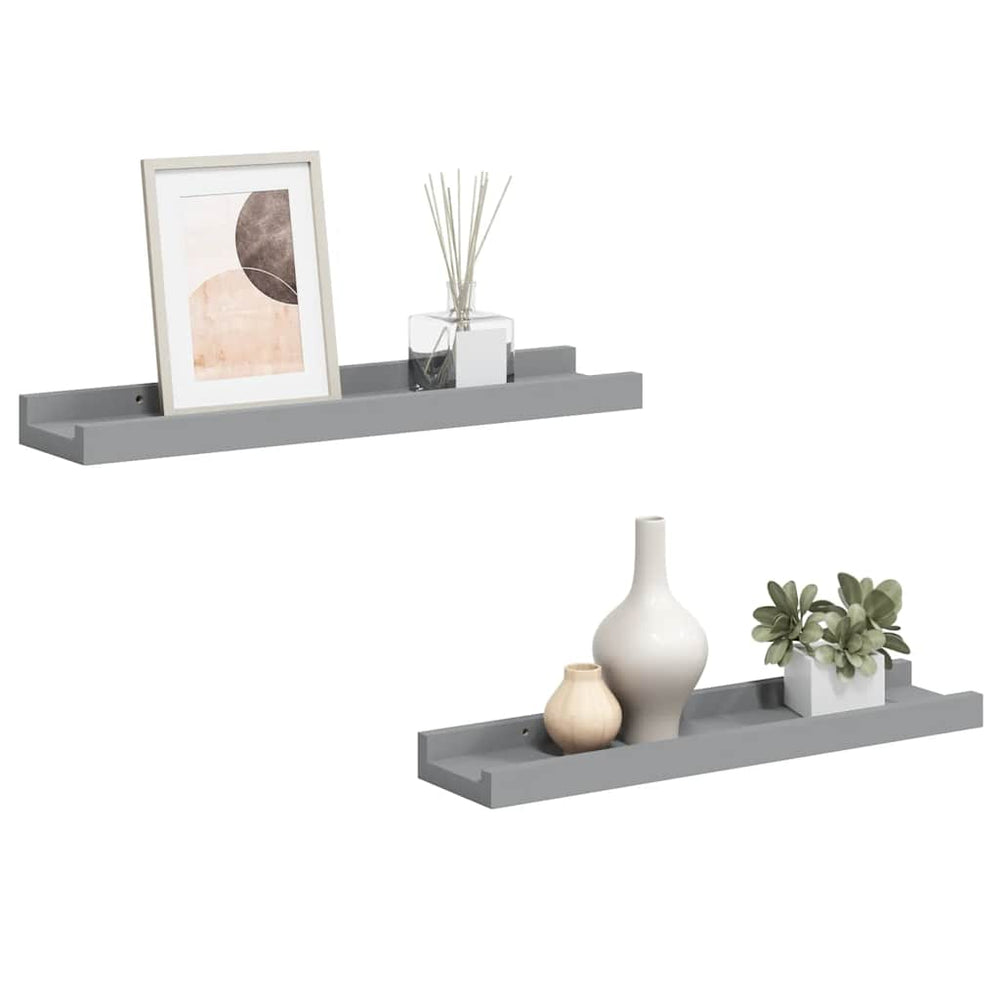 vidaXL Tablettes murales 2 pcs Gris 40x9x3 cm MDF