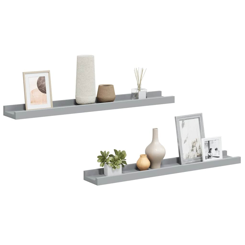 vidaXL Tablettes murales 2 pcs Gris 60x9x3 cm MDF