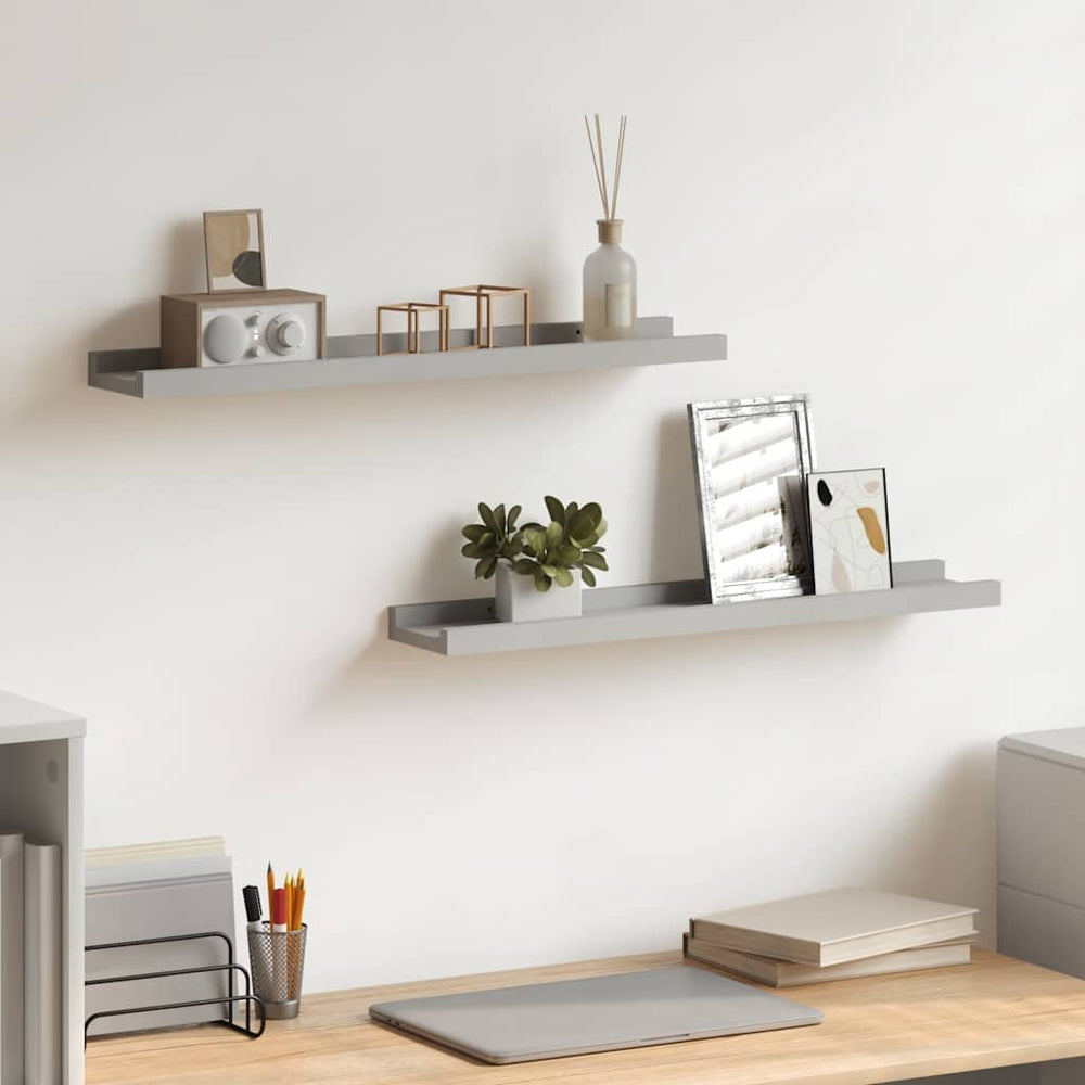vidaXL Tablettes murales 2 pcs Gris 60x9x3 cm MDF