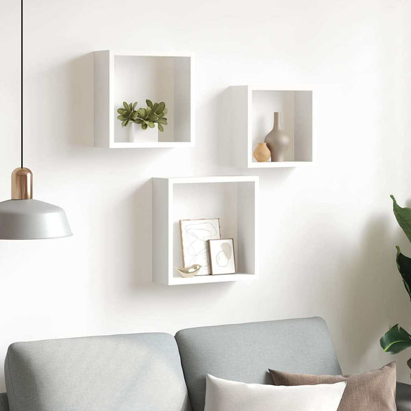 vidaXL Étagères cubes 3 pcs MDF blanc