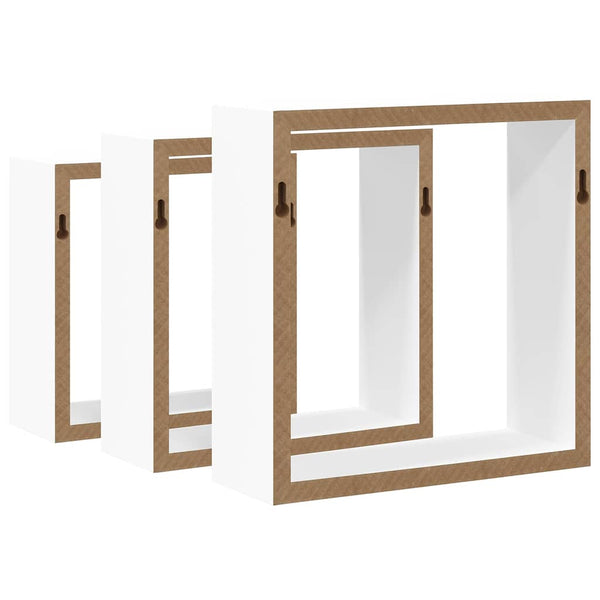 vidaXL Étagères cubes 3 pcs MDF blanc