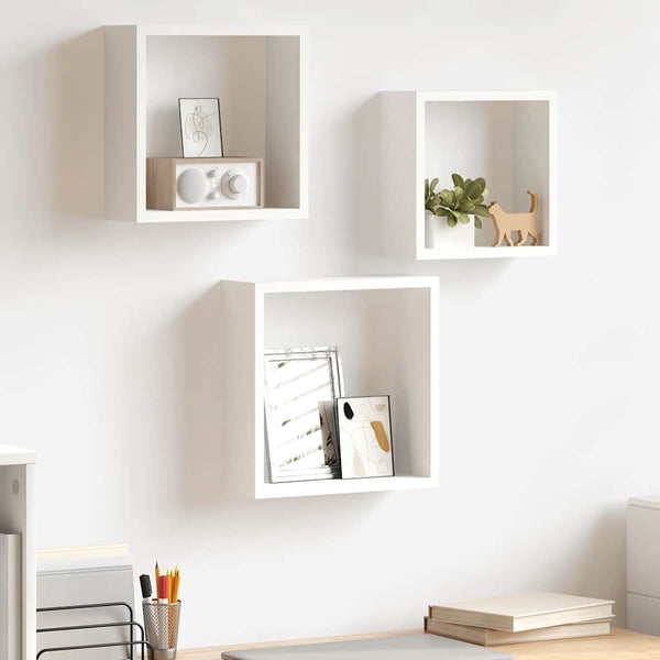 vidaXL Étagères cubes 3 pcs MDF blanc