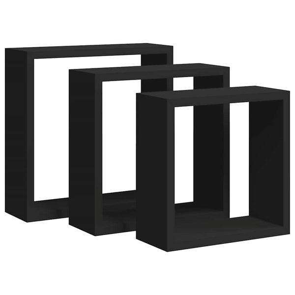Schwarze Würfelregale, 3er Set