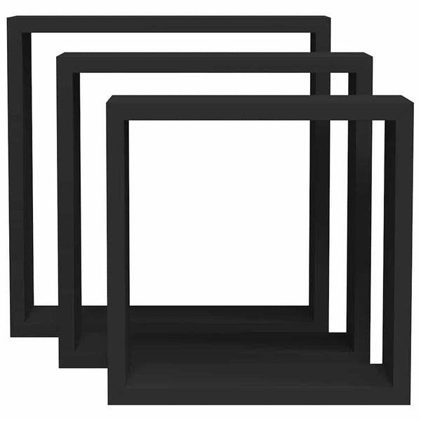 Schwarze Würfelregale, 3er Set