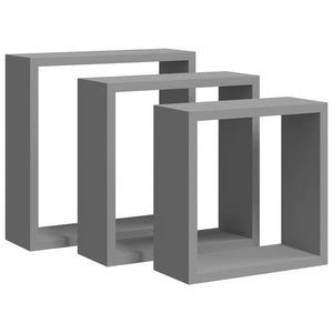 vidaXL Étagères cubes 3 pcs Gris MDF
