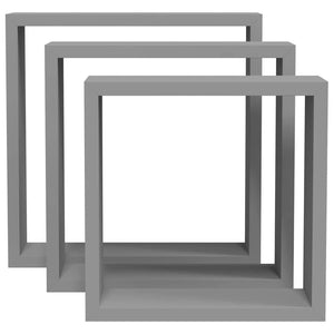 vidaXL Étagères cubes 3 pcs Gris MDF