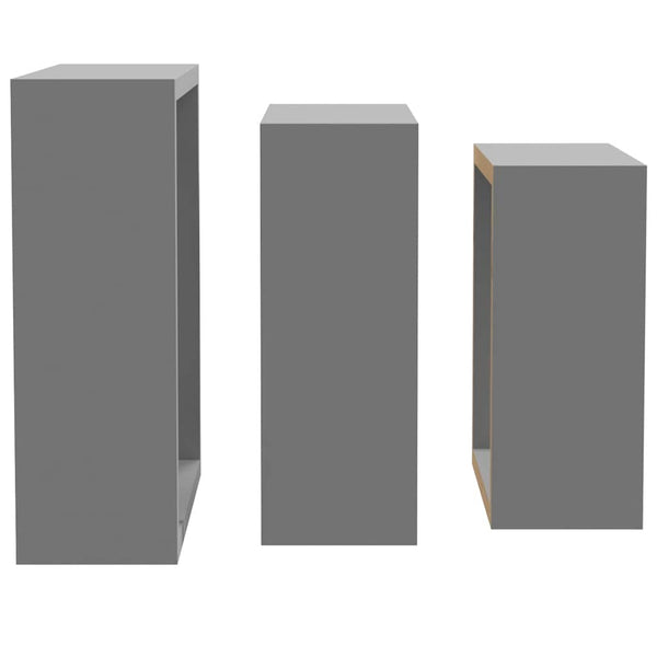 vidaXL Étagères cubes 3 pcs Gris MDF