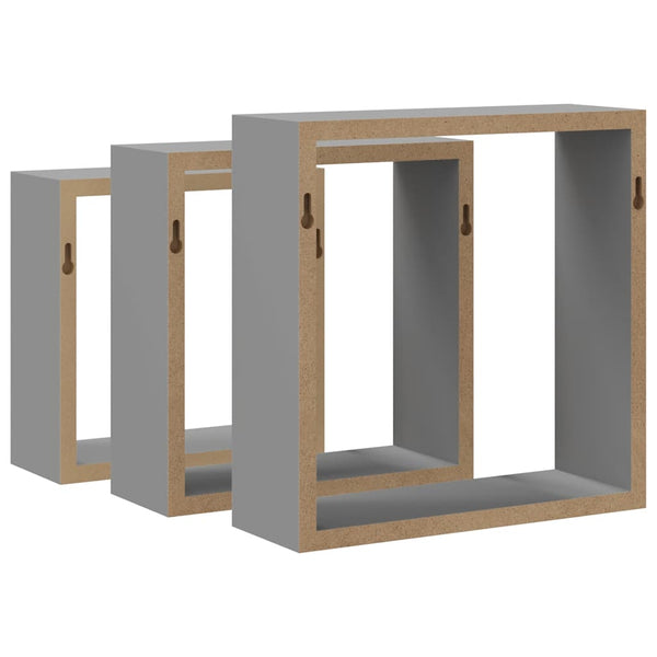 vidaXL Étagères cubes 3 pcs Gris MDF