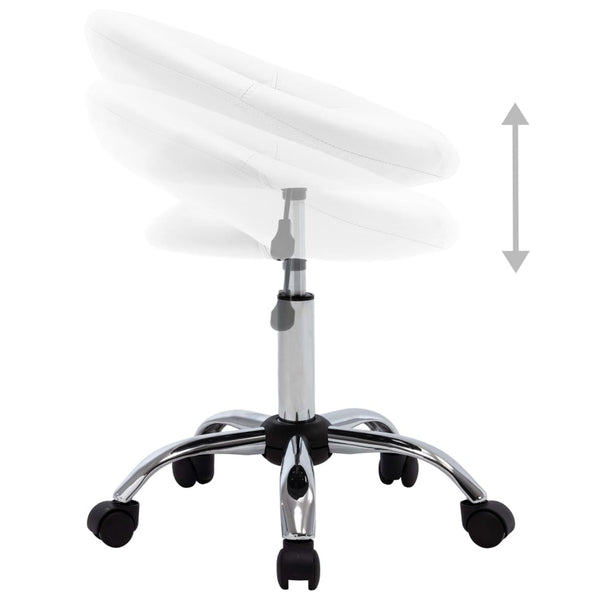 Weißer Arbeitshocker mit Rollen