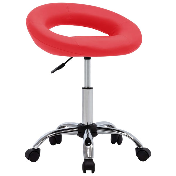 vidaXL Tabouret de travail à roulettes rouge Similicuir