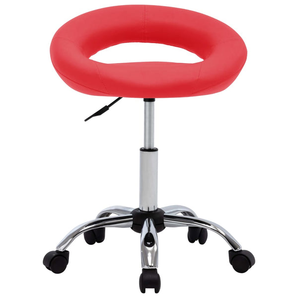 vidaXL Tabouret de travail à roulettes rouge Similicuir