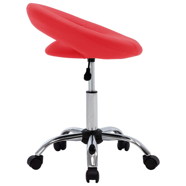 vidaXL Tabouret de travail à roulettes rouge Similicuir