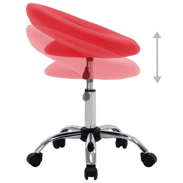 vidaXL Tabouret de travail à roulettes rouge Similicuir