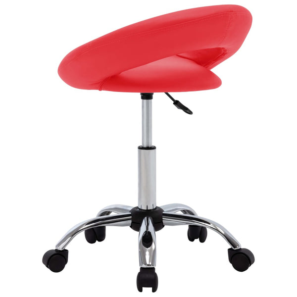 vidaXL Tabouret de travail à roulettes rouge Similicuir