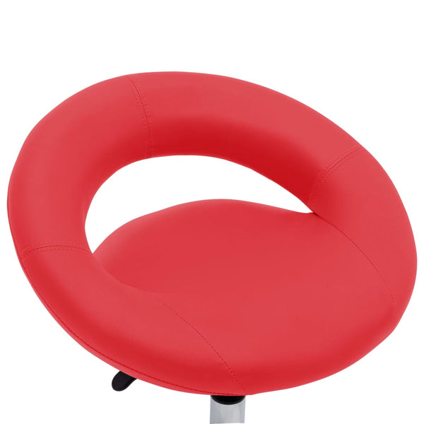 vidaXL Tabouret de travail à roulettes rouge Similicuir