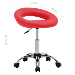 vidaXL Tabouret de travail à roulettes rouge Similicuir
