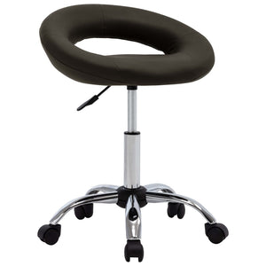 Arbeitshocker Braun Kunstleder Rollen
