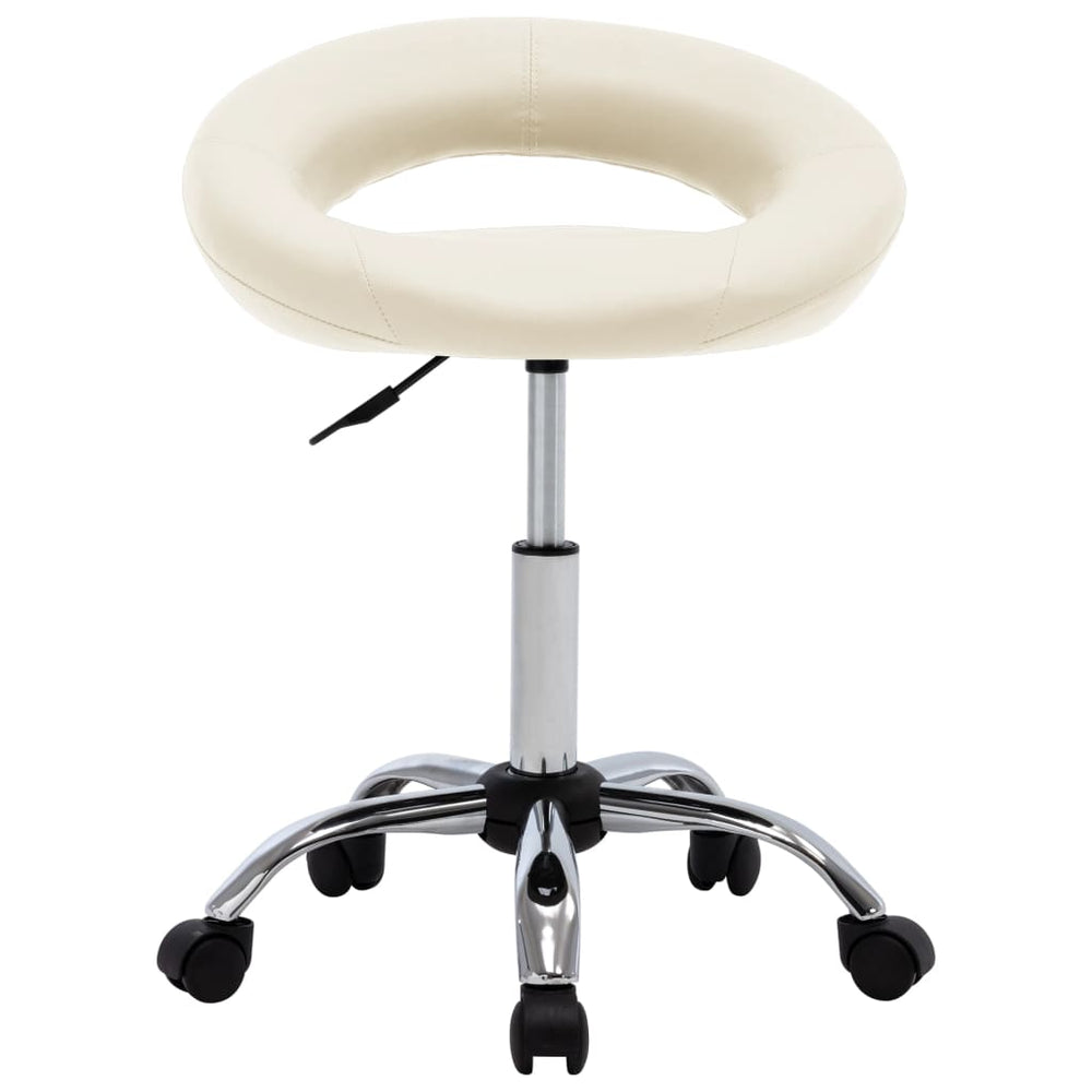 Arbeitshocker Creme Kunstleder Rollen