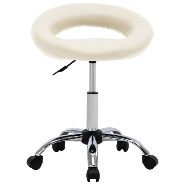 vidaXL Swivel Shop Stool Cream Artificial Leather