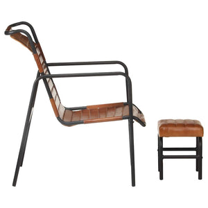 Echtleder Relaxsessel mit Hocker, Braun