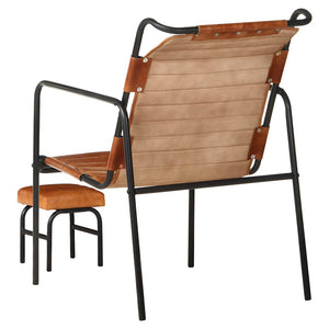 Echtleder Relaxsessel mit Hocker, Braun