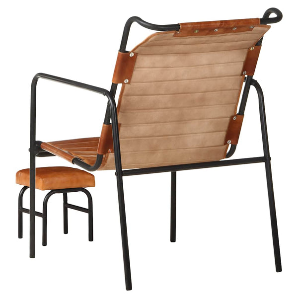Echtleder Relaxsessel mit Hocker, Braun