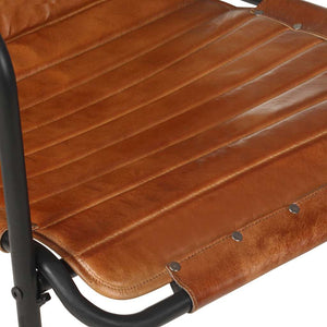Echtleder Relaxsessel mit Hocker, Braun