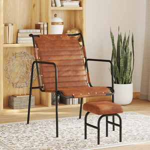 Echtleder Relaxsessel mit Hocker, Braun