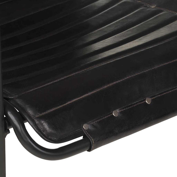 Relaxsessel mit Hocker Schwarz Echtleder