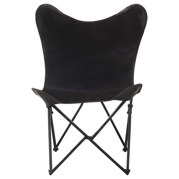 Klappbarer Butterfly-Sessel aus Leder, Schwarz