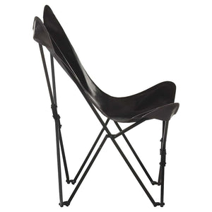 Klappbarer Butterfly-Sessel aus Leder, Schwarz