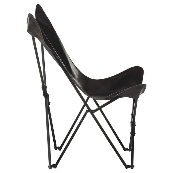 Klappbarer Butterfly-Sessel aus Leder, Schwarz