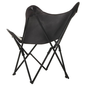 Klappbarer Butterfly-Sessel aus Leder, Schwarz