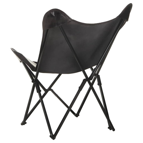 Klappbarer Butterfly-Sessel aus Leder, Schwarz