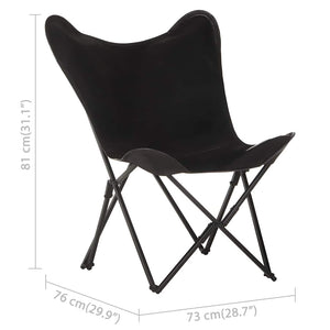 Klappbarer Butterfly-Sessel aus Leder, Schwarz