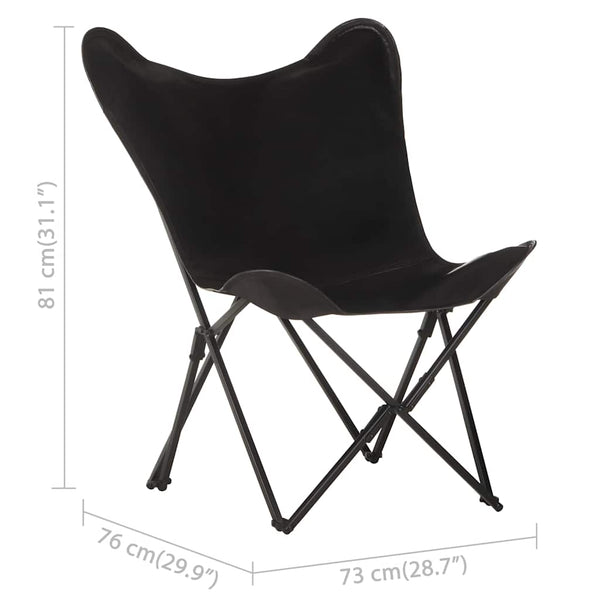 Klappbarer Butterfly-Sessel aus Leder, Schwarz