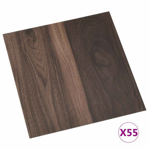 Dunkelbraune PVC Bodenplatten, 55 Stk. (5,11 m²)