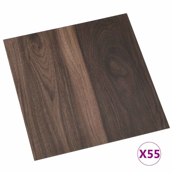 Dunkelbraune PVC Bodenplatten, 55 Stk. (5,11 m²)