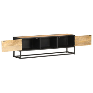 vidaXL Meuble TV avec porte sculptée 130x30x40 cm Bois de manguier brut