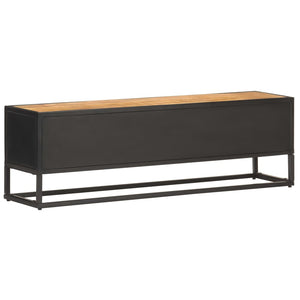 vidaXL Meuble TV avec porte sculptée 130x30x40 cm Bois de manguier brut