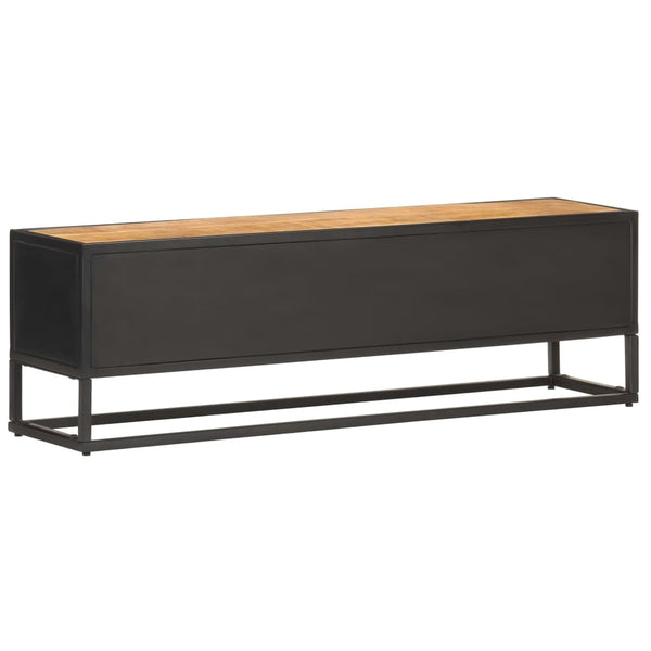 vidaXL Meuble TV avec porte sculptée 130x30x40 cm Bois de manguier brut
